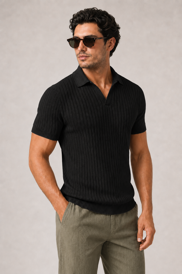Polo homme en maille côtelée — Maison Auvray