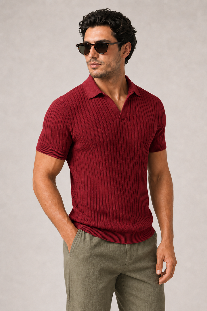 Polo homme en maille côtelée — Maison Auvray