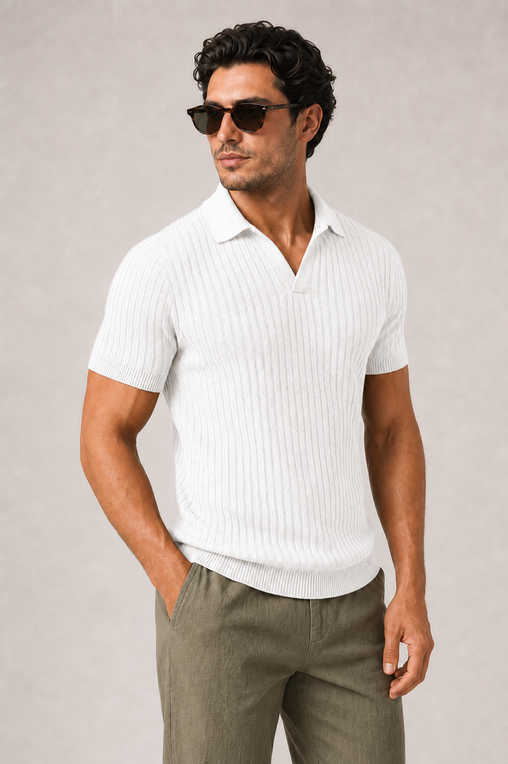 Polo homme en maille côtelée — Maison Auvray