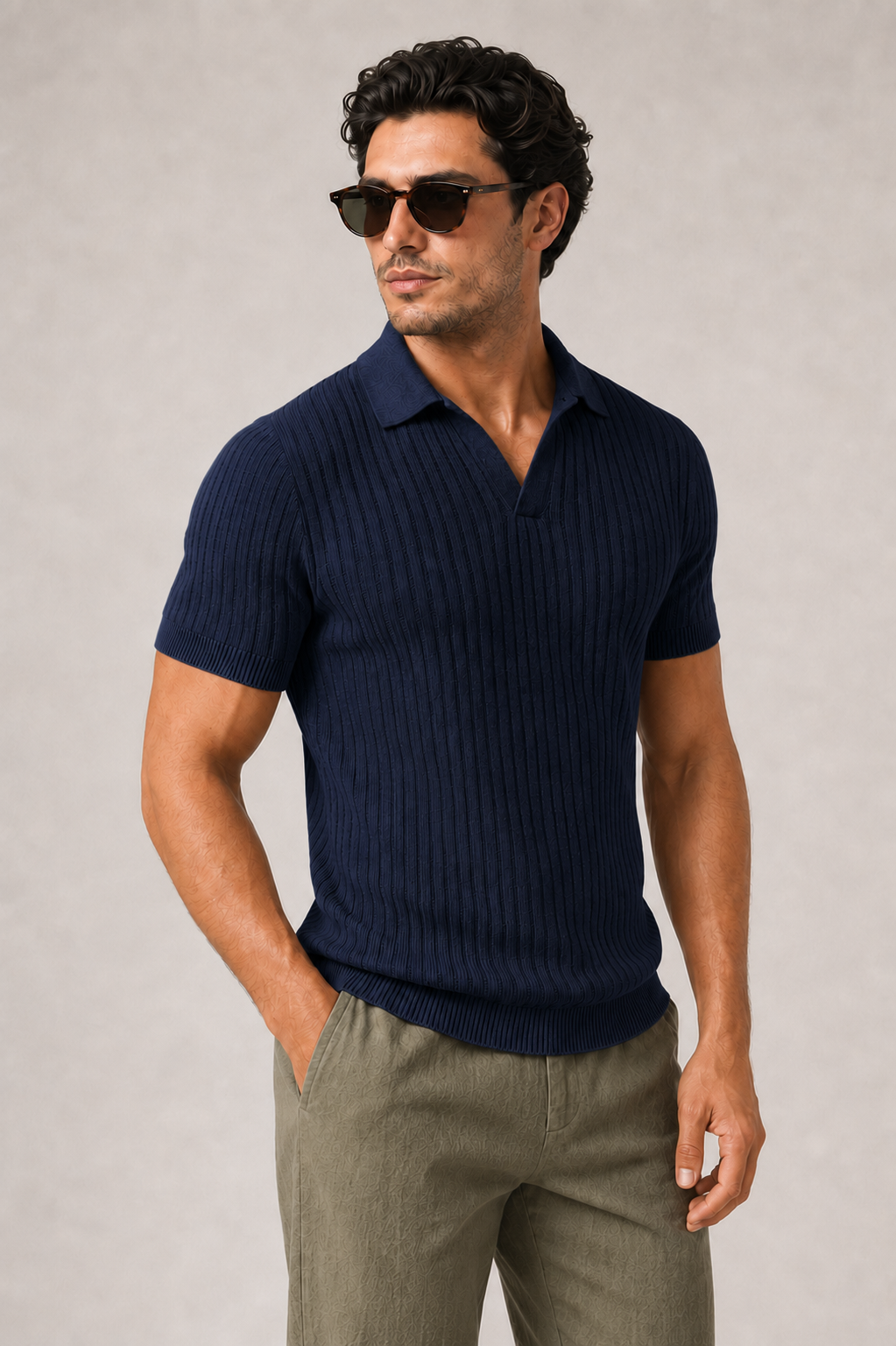 Polo homme en maille côtelée — Maison Auvray