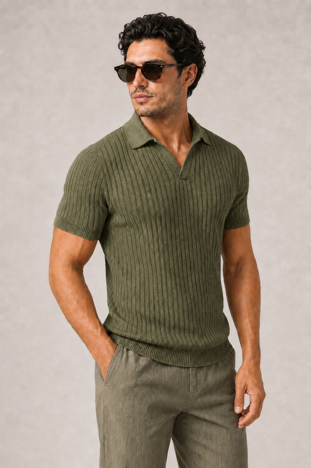 Polo Côtelé vert — Maison Auvray